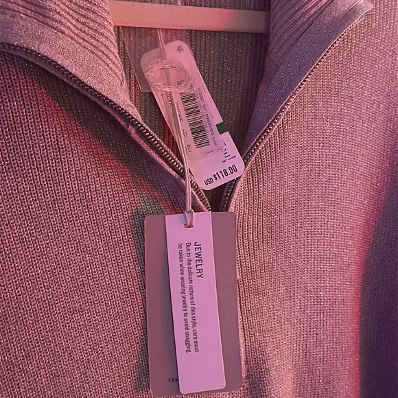NWT. Woman’s Sparkling Tommy Bahama 1/4 zip sweater. In a cream color. Size XL. - Picture 4 of 7
